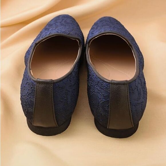 Royal Self Embroidered Blue Shode Loafer Style Juti Size 9 - Picture 3 of 11